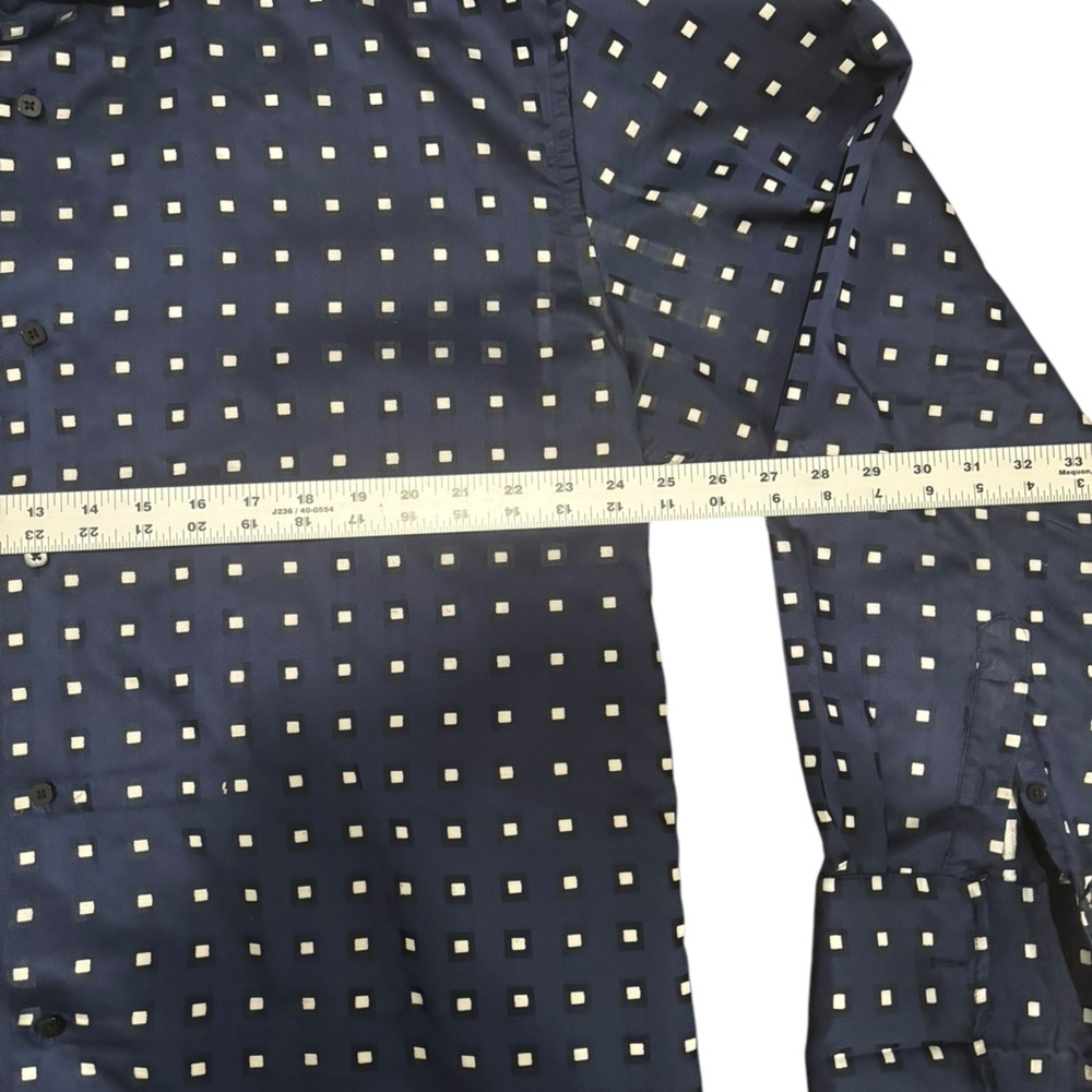 Leonardi Men's Navy/White Polka Dot Dress Shirt-size 3XL - Picture 5 of 6